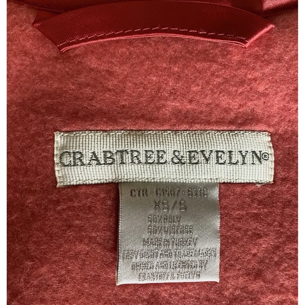 Crabtree & Evelyn Bath Robe Womens XS - S Belted Coral Orange Long Fleece Cozy